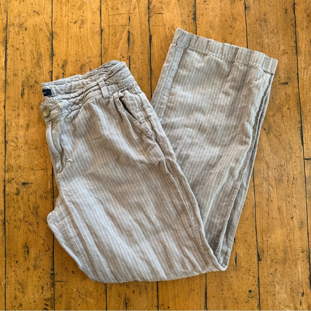 Lands' End Pinstriped Light Gray Casual Trousers